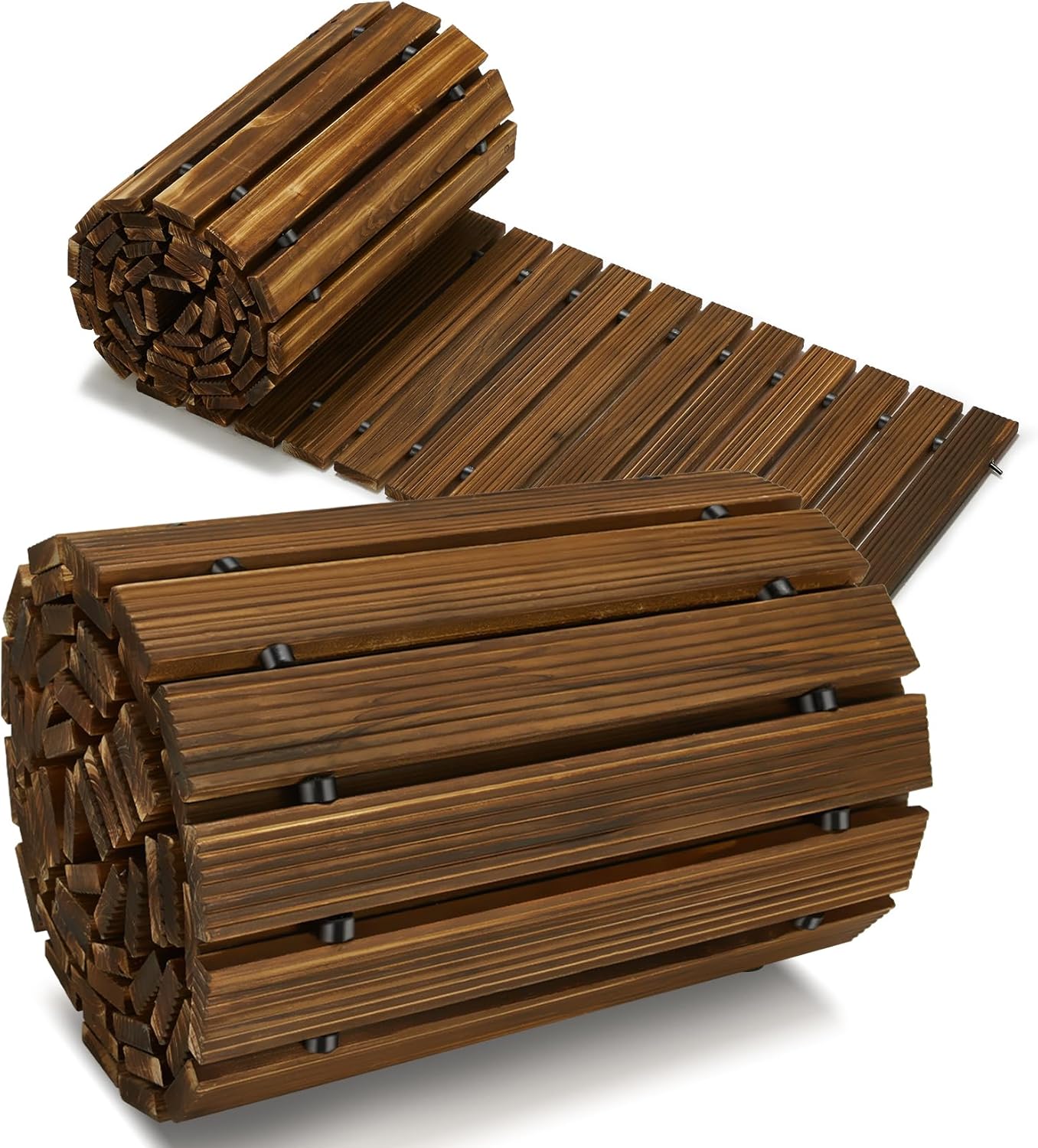 8FT Wooden Garden Pathway,Outdoor Roll Out Decorative Straight Walkway,Weather-Resistant Patio Path,Non-Slip Pavers Boardwalk for Garden, Backyard, Beach, Wedding Party Pathways