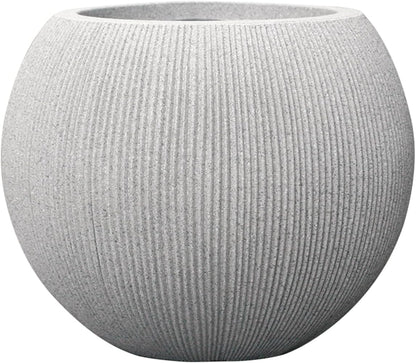 11.8 H x 14.5" Dia (10" Pot Opening) Plastic Beige Round Planters for Outdoor Plants, Resin Flower Pot for Indoor and Outdoor Plants, Plant Pot with Drainage Holes and Plug for Home Patio Garden