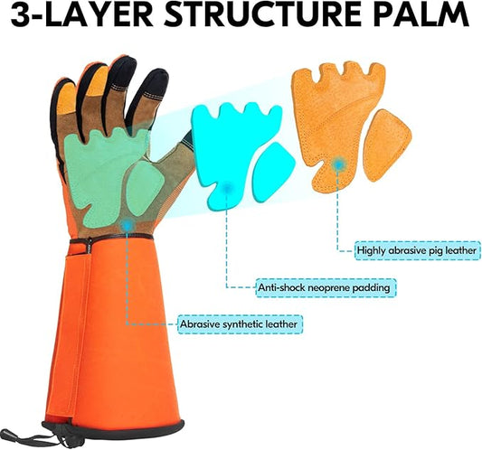 Vgo... Gardening Gloves Unisex,Safety Work Gloves,Long Sleeves Gauntlet,Puncture Proof,Touchscreen(Size XL,Orange,SL7496)