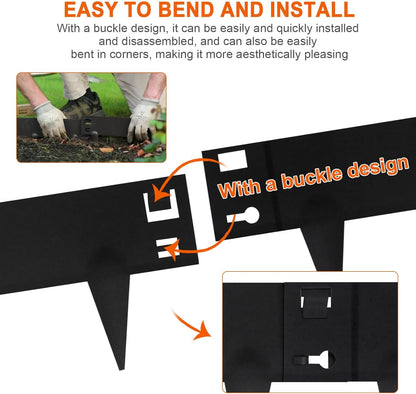 Metal Landscape Edging 42 Inch Strips, Steel Landscape Edging 6.3 Inch Depth, 6 Pack Hammer in Landscape Edging, Metal Edging for Landscaping