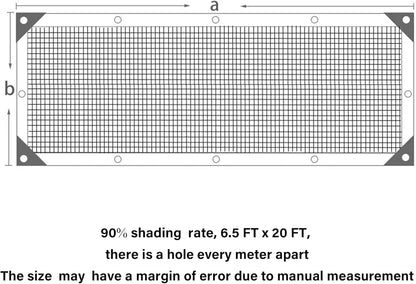 winemana 90% Shade Cloth, Dog Kennel Shade Cover, 6.5 x 20 FT Sturdy Durable Sunblock Shade Mesh Tarp with Grommets for Patio Plants Greenhouse Chicken Coop Porch