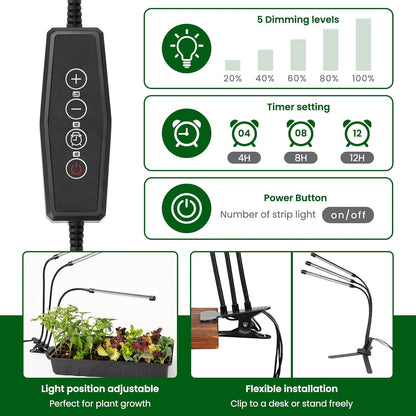 SOLIGT 60 Cell Seed Starter Kit with Grow Light and Heat Mat, Seed Starter Tray with Higher 4.3” Humidity Dome, Flexible Light Positioning for Seed Starting & Seedling Growth