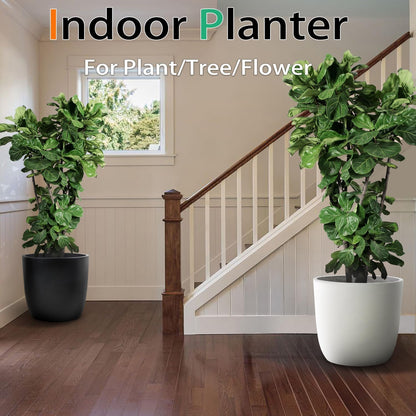 Concrete Planter Outdoor Indoor, Large Cement Plant Pots for Trees Flowers (Black, 18 inch)