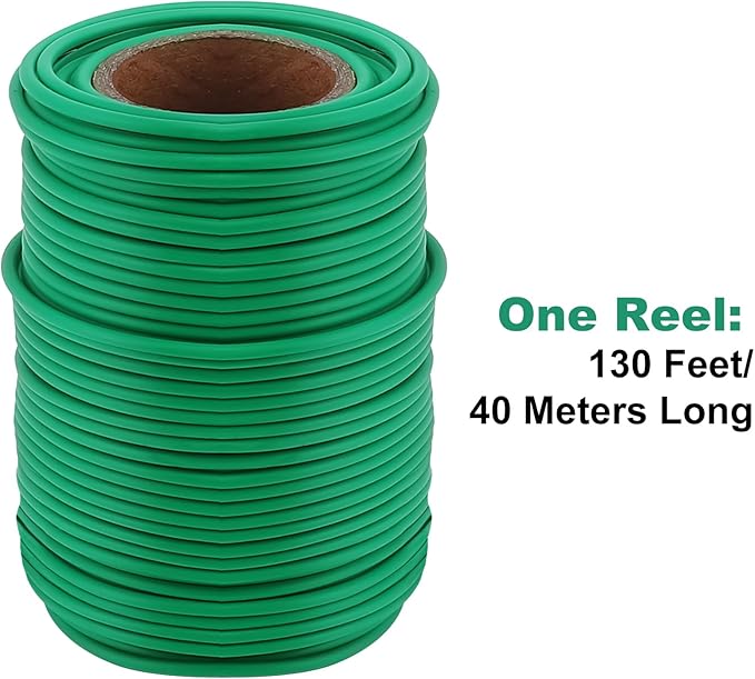130 Feet Soft Plant Tie Green Twist Garden Ties for Plants Gardening Home Office Organization TPR Garden Ties Supplies with 2.5mm Diameter
