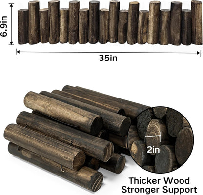 Wood Garden Edging, Natural Wooden Solid Log Fence Border Decorative for Flower Bed Barriers and Landscape Fencing, 6.9 in H x 3.0 ft L, 1.9 in Diameter (8PACK)
