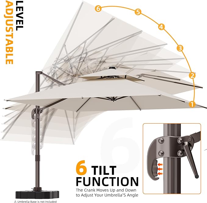 10' X 13' Outdoor Patio Umbrella Large Rectangle Cantilever Umbrella Heavy Duty 360°Rotation Offset Umbrella for Garden Deck Pool Patio,Beige