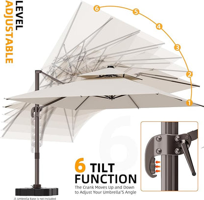10' X 13' Outdoor Patio Umbrella Large Rectangle Cantilever Umbrella Heavy Duty 360°Rotation Offset Umbrella for Garden Deck Pool Patio,Beige