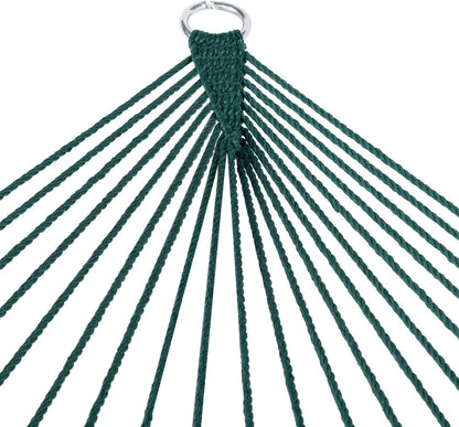 Lazy Daze Hammocks 10.5 FT Double 2 Person Caribbean Rope Hammock, Hand Woven Polyester Hammock with Spreader Bars, for Outside Outdoor Backyard Patio Poolside,450 LBS Capacity, Green