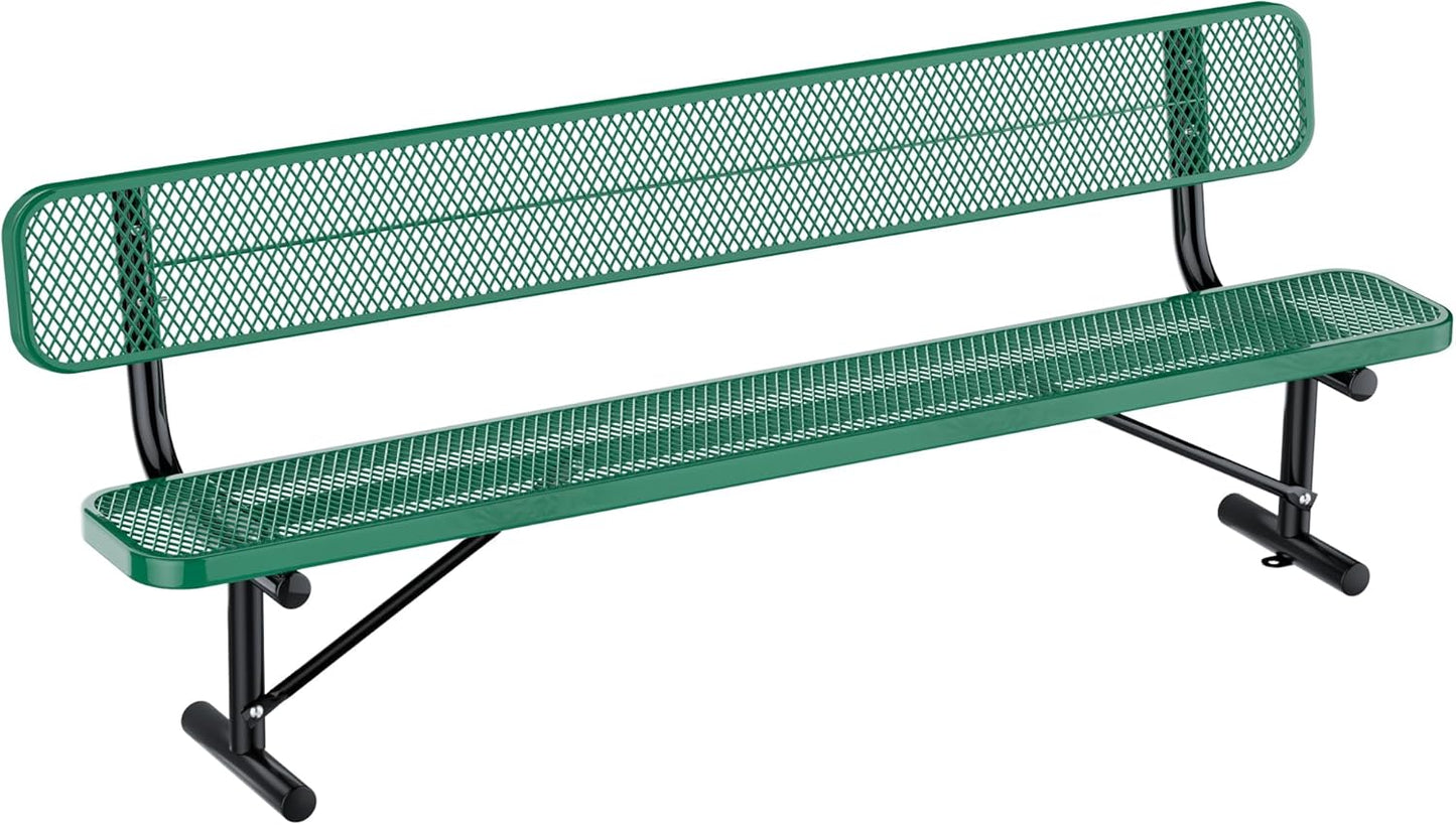 Heavy Duty Park Bench for Outside, Metal Park Bench with Back Portable Frame, Outdoor Steel Mesh Garden Bench with Backrest for Garden, Lawn, Patio, Porch, Park, Yard (Green, 8FT/95INCH)