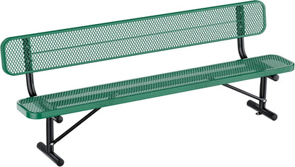 Heavy Duty Park Bench for Outside, Metal Park Bench with Back Portable Frame, Outdoor Steel Mesh Garden Bench with Backrest for Garden, Lawn, Patio, Porch, Park, Yard (Green, 8FT/95INCH)