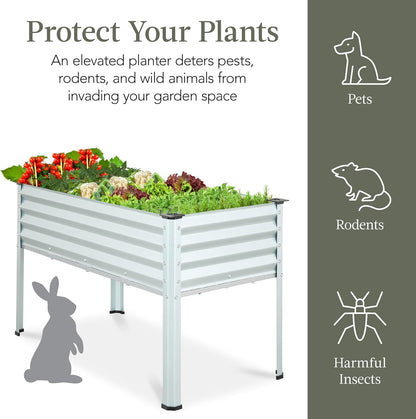 Best Choice Products 48x24x30in Galvanized Raised Garden Bed, Metal Elevated Planter Box, Vegetable Garden for Backyard, Patio, Balcony - Silver