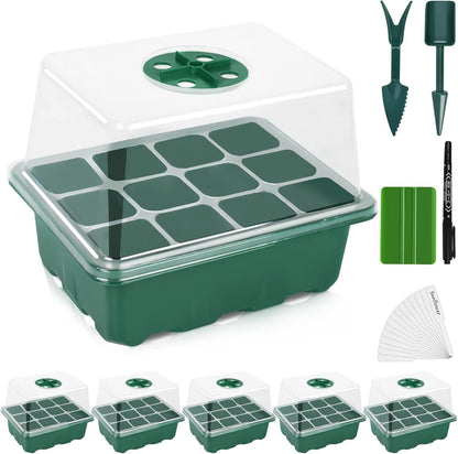 Artcome 5-Pack Seed Starter Tray, 12 Cells Each with Push-Up Ejector - Seed Starter Kit for Rapid Growth and Healthy Seedlings at Home - 60 Cells in Total