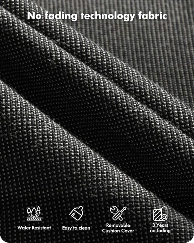 7-Piece Wicker Patio Furniture Set, All-Weather Rattan Conversation Bistro Loveseat Chair and Patio Rockers Set for Backyard, Balcony and Deck with Soft Cushions and Metal Table(Black)