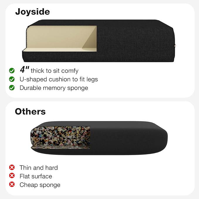 Joyside Outdoor Chair Cushions Set, 22x25/22x24 Inch Patio Furniture Deep Seat Cushions, Water Resistant & Thick Cushion, Outdoor Replacement Cushions for Seat and Sofa (Black, 4 Set)