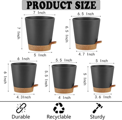 Self Watering Planters Plant Pots Indoor Flower Planting PotsP For Houseplants, African Violet, Flowers, Succulent,Cactus Outdoor Plant Pots with Drainage Holes Black Pots Gift Idea For Lazy people