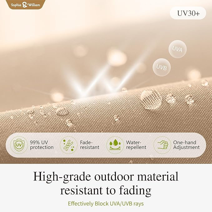 Sophia & William Cantilever Patio Umbrella 10ft, Offset Large Square Outdoor Umbrellas with 360-degree Rotation, Heavy Duty Windproof for Garden Pool Backyard, Beige with Base