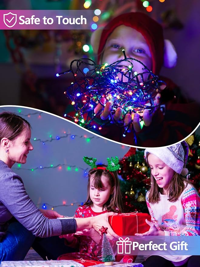 6 Pack 600 LED Solar String Lights for Outside, Solar Christmas Lights with 8 Lighting Modes, Waterproof Green Wire Solar String Lights Outdoor for Tree Xmas Party Garden Yard Decorations (MutilColor)