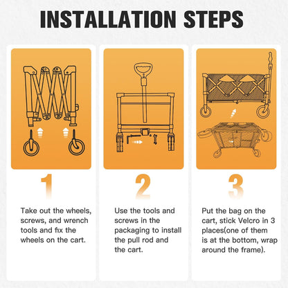 Wagon Cart Shopping Foldable Folding Collapsible with Wheels Big On Beach Garden Outdoor Grocery Heavy Duty Utility All Terrain Portable Wagons Carts for Groceries Sand Camping Sports Blue