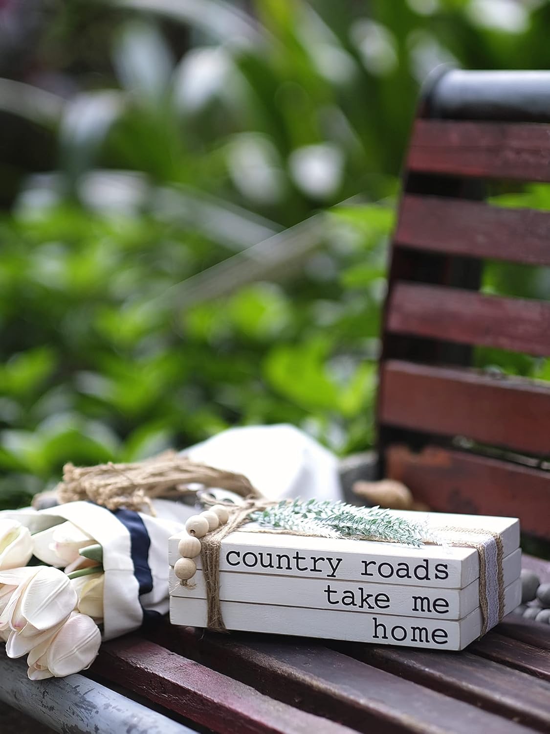 Lavender Inspired Decorative Books for Home Decor| Boho Chic Coffee Table Books Decor|Set of 3 Faux Books Stack for Fireplace Mantle Decoration| Entryway Table Decor| Farmhouse Living Room Decor| Neutral Home Decor-Country Roads,Take Me Home Sign