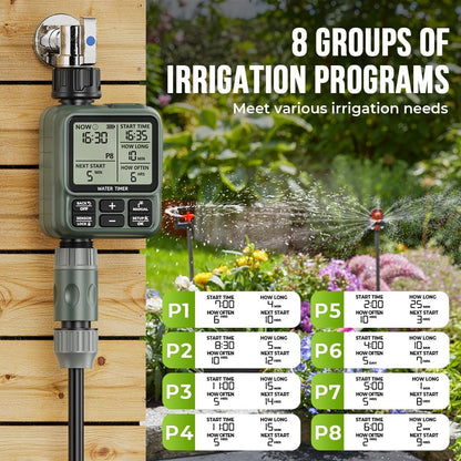 Water Timer for Garden Hose- Large LCD Display Irrigation Timer | Programmable Automatic Watering System for Gardens, Lawns Automatic Irrigation System