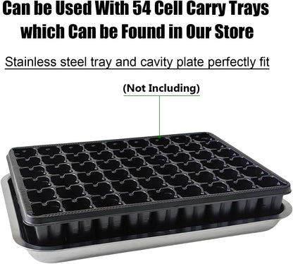 Stainless Metal Trays, Stainless Steel Seed Starter Carry Tray Fit 54 Cell Plug Tray, Nursery Seedling Pots Water Collection Transplantation (11.6 inch×15.2 inch, 1.45" Height, 10-Pack)