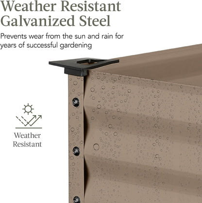 Best Choice Products 48x24x30in Galvanized Raised Garden Bed, Metal Elevated Planter Box, Vegetable Garden for Backyard, Patio, Balcony - Taupe