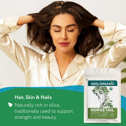 Organic Horsetail (4 oz.) (Equisetum arvense) – Loose Dried Herb – Edible Grade for Tea, Infusions & Herbal Blends - Cola de Caballo Hierba