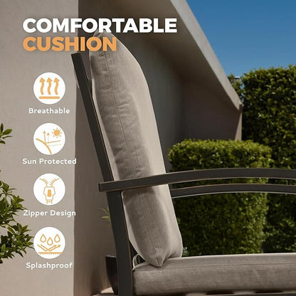 HAPPATIO 7 Piece Patio Swivel Dining Set, Aluminum Outdoor Dining Set for 6,Dining Table and Chairs Set, Patio Dining Furniture with Aluminum Table, Swivel Chairs and Washable Cushions (Black)