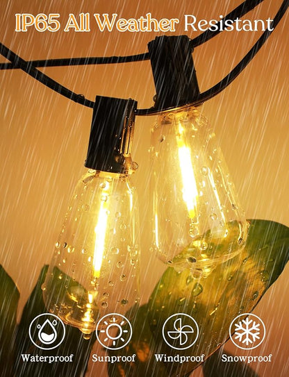 GHUSTAR 200FT LED Outdoor String Llights (NOT Solar) – Patio Lights Outdoor Waterproof for Outside – 2700K Vintage Edison Bulb String Light – Shatterproof Hanging Light for Cafe Porch Deck