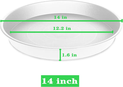 4 Pack of 14 inch Plant Saucers, Plant Saucer 14" Round, Plastic Plant Tray for Flower Pots, White Planters for Indoor Plants, Plant Trays for Planter 12-15" (14", Creamy White)
