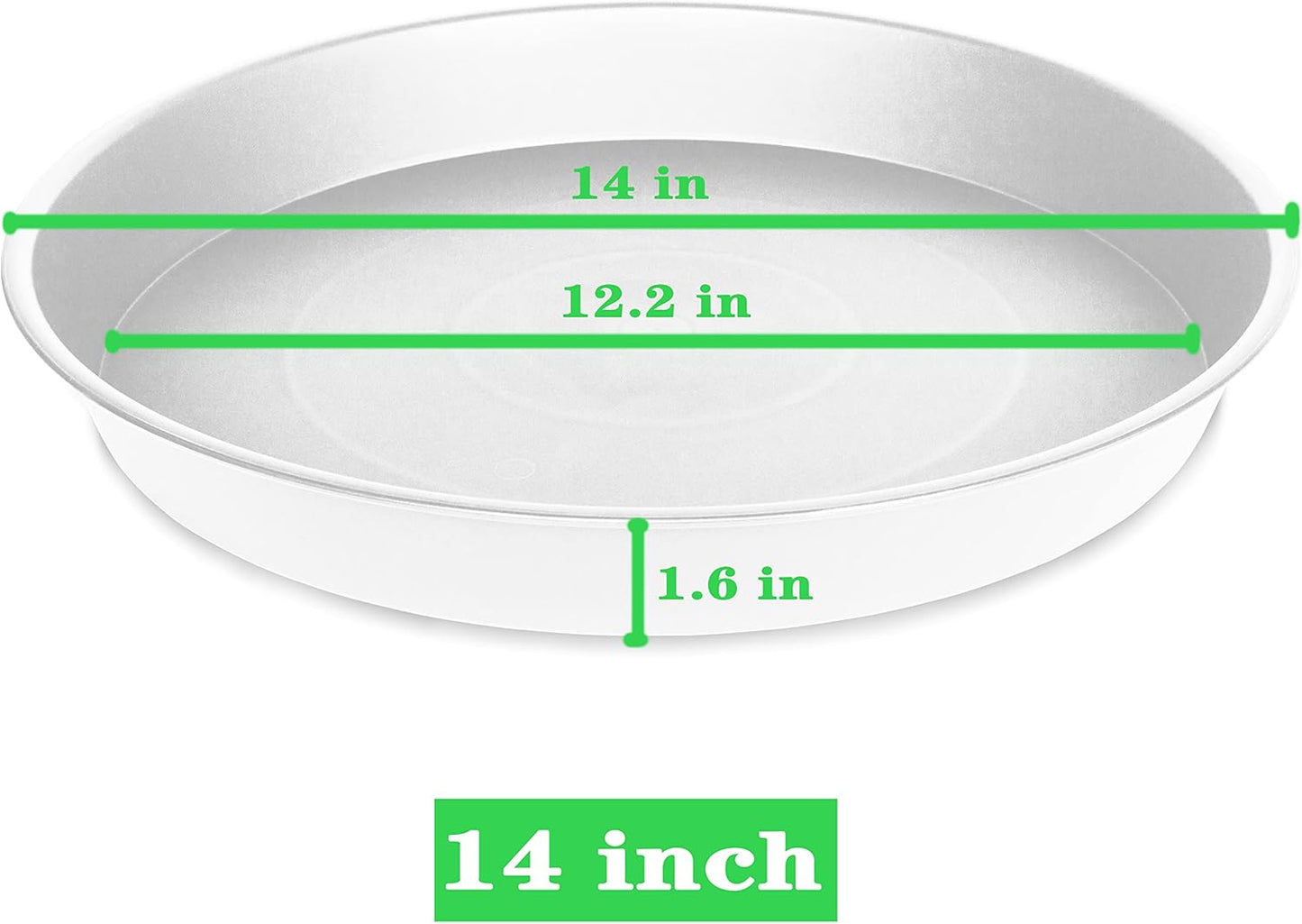 2 Pack of 14 inch Plant Saucers Bird Bath Bowl, Plant Saucer 14" Round, Plastic Plant Tray for Pots, White Planters for Indoor Plants, Plant Trays for Planter 12-15" (14", Creamy White)
