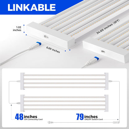 Barrina TX-L63 3FT LED Grow Light, 252W (4 x 63W), 4 Panel Wider Coverage, Full Spectrum, High PPFD, Mechanical Timer, Linkable, Hanging Light, Plant Stand with Grow Light for Indoor, Seeding, 4 Packs
