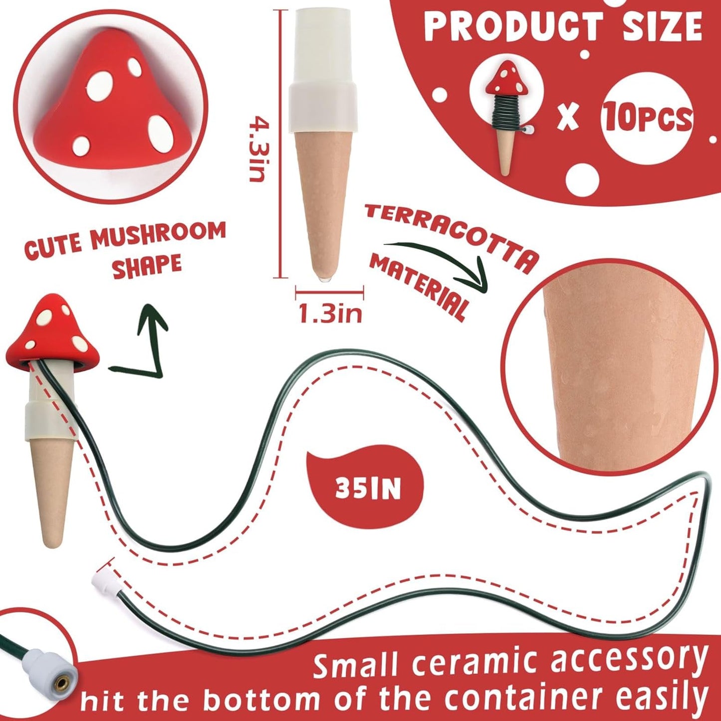 BYDOLL Plant Self-Watering Stakes Automatic Dripper Watering Spikes for Indoor Outdoor Bonsai,Houseplant Insert Devices for Vacation Garden use,Drip Irrigation System for Plant 10 Pack