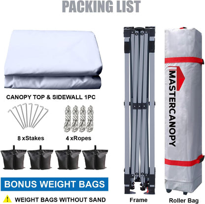 MASTERCANOPY Durable Pop-up Canopy Tent with 1 Sidewall (10'x10',White)