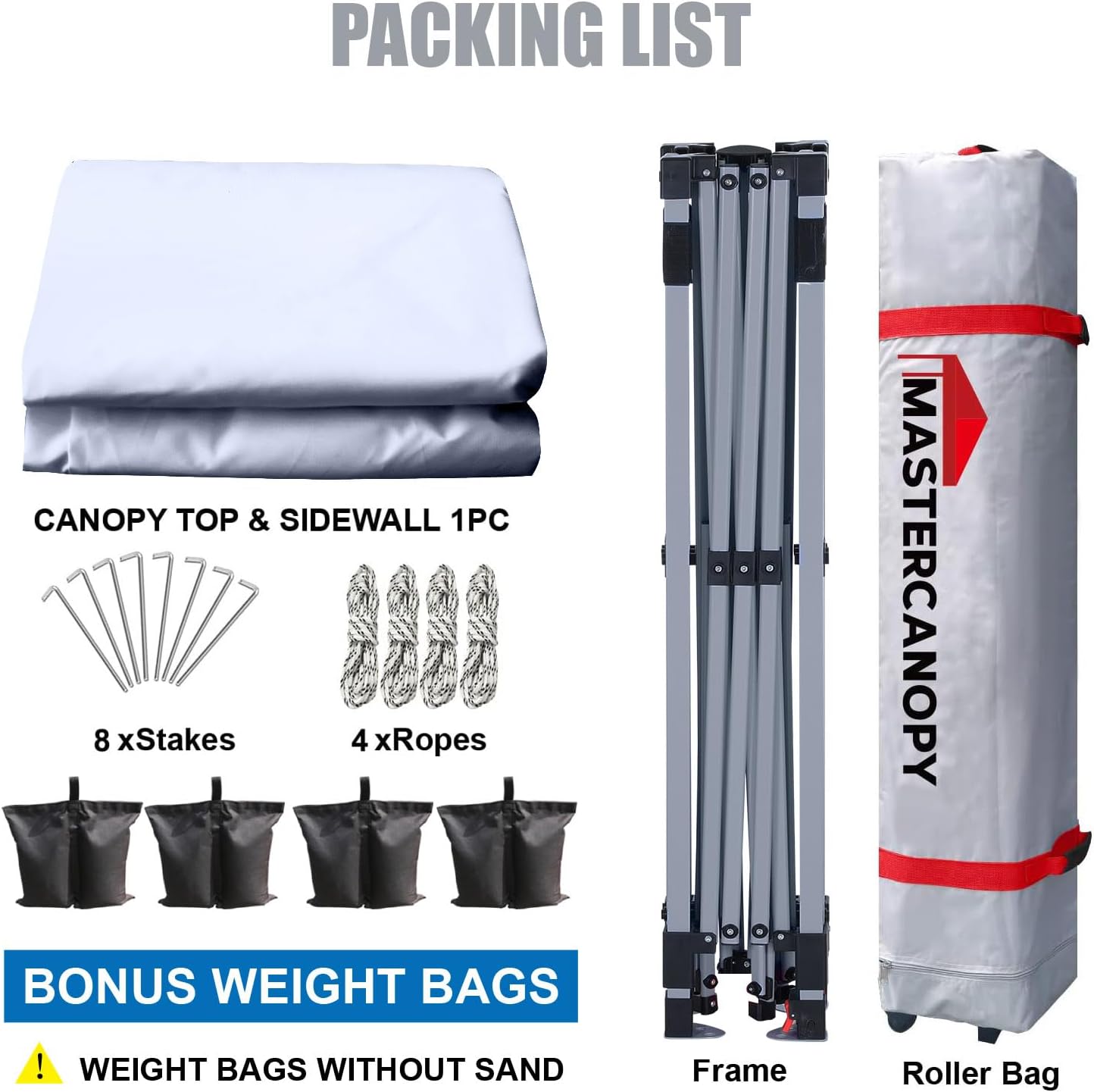 MASTERCANOPY Durable Pop-up Canopy Tent with 1 Sidewall (8'x8',White)