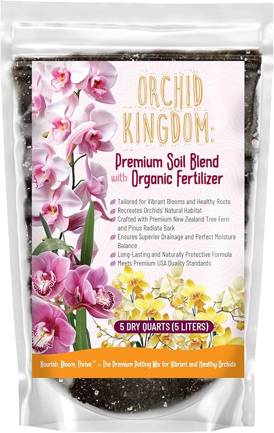 Orchid Potting Mix – Orchid Bark, Sphagnum Moss, Tree Fern & Perlite for Repotting Phalaenopsis Orchids, Indoor Plants, Orchid Soil Medium – Sustrato para Orquídeas (5 Quart)
