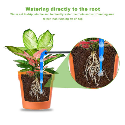 Lewisia 10W Solar Automatic Drip Irrigation Kit Auto Watering System 115FT for 30 Plants