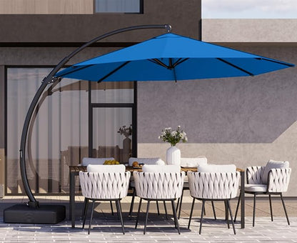 Kingdura 12ft Offset Cantilever Patio Umbrella with Base Included, Large Round Aluminum Outdoor Umbrella, 360° Rotation & Infinite Tilt, Heavy Duty Frame for Deck Pool Backyard, Royal blue