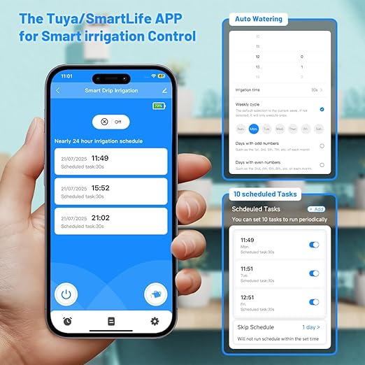 Automatic Plant Watering Devices for Indoor/Outdoor, GreenVation 2.4GHz WiFi Sprinkler Timer Self Watering System for Potted Plants, Smart Auto Drip Irrigation Kit for Garden