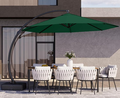 Kingdura 11ft Cantilever Patio Umbrella with Base Included, Large Round Offset Outdoor Pool Umbrella, 360° Rotation & Infinite Tilt, Heavy Duty Aluminum Frame for Deck Backyard, Dark Green
