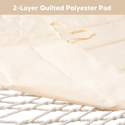 SUNCREAT Two Person Hammock with 12ft Stand Included, Max 475lbs Capacity, Heavy Duty Free Standing Hammock, Beige