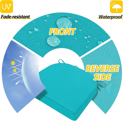 AAAAAcessories Outdoor Seat Cushions for Chairs, Waterproof, Fade-Resistant Patio Furniture Replacement Cushions, 17" x 16" x 2", Set of 2, Turquoise