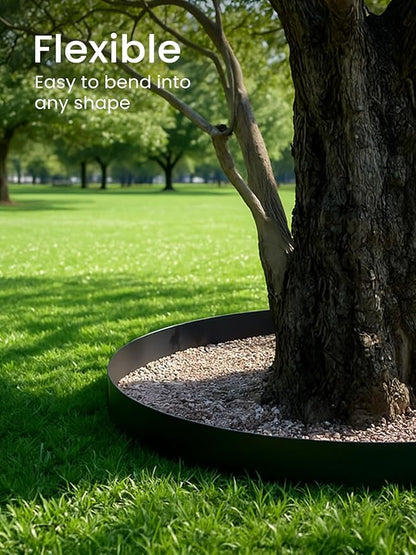 GROWNEER 33FT Landscape Edging Flexible 2 inch Tall Garden Border with 30pcs Galvanized Steel Anchoring Spikes and Hammer Lawn Edging Kit for Flower Bed, Pathway, Landscaping Project, Black