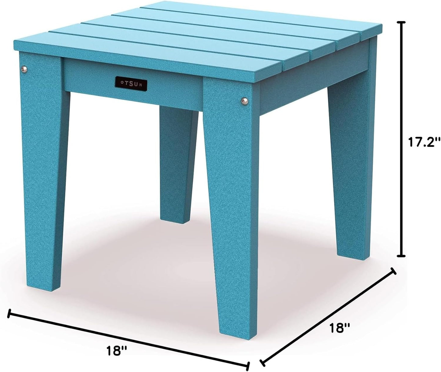 Outdoor Side Table, End Table for Adirondack Chair, 18" Patio Table for Porch, Yard, Weather Resistant (Red & White)