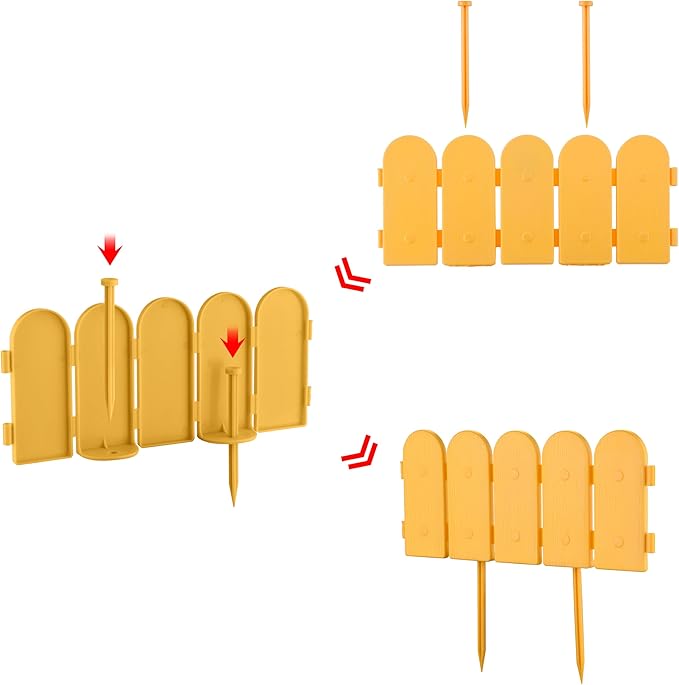 Evelyne Garden Border Edging: Wooden Fence Design - 16pcs Timber Yard Landscaping Fence Liner Lawn Edge Barrier - 20ft Kit of Decorative Lawn Landscape Panels Elements-Landscaping Edging-GMT-10374-C16