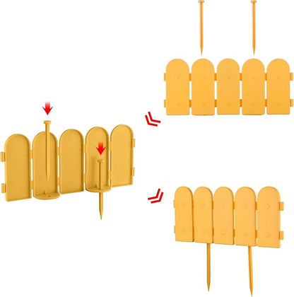 Evelyne Garden Border Edging: Wooden Fence Design - 16pcs Timber Yard Landscaping Fence Liner Lawn Edge Barrier - 20ft Kit of Decorative Lawn Landscape Panels Elements-Landscaping Edging-GMT-10374-C16