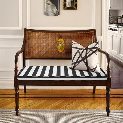 Outdoor Bench Cushion 48x16x3 Inch with Ties, Thick Waterproof Porch Swing Cushions for Patio Furniture Chair Pad, Seat Sofa Garden Replacement Cushion Sponge Filling (Black&white Stripes, 48x16)