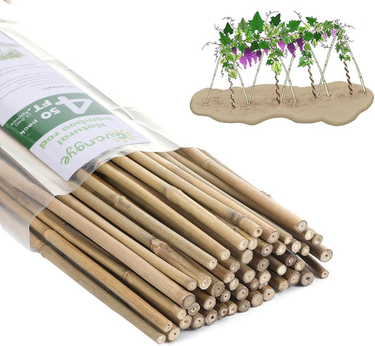 Plant Bamboo Post,4Feet,Bamboo Garden Stakes,50PcsBamboo Stakes,for Tomato,Beans,Vegetable and Flowers, Potted Plants,Indoor and Outdoor Climbing Plants