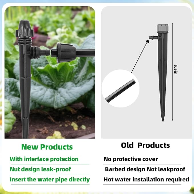 60 Pcs Drip Irrigation Sprayer Emitters for 1/4" Irrigation Tubing,Adjustable Water Flow Irrigation Misting Emitters Irrigation Drippers,3 Style Drip Micro Sprinkler Nozzles for Garden Water System