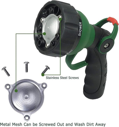 Garden Hose Nozzle Thumb Control Heavy Duty Metal Water Nozzle with Adjustable Watering Patterns High Pressure Hose Nozzle Sprayer, Pefect for Car Washing and Pets Showering